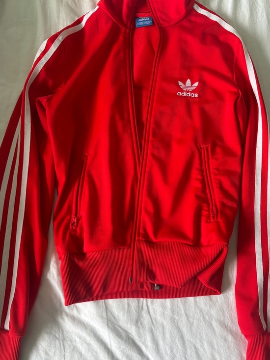 adidas Jackets & Blazers - adidas Red Zip-Up Trefoil Warmup Jacket